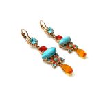 Earrings By Mariana Woman Rich Turquoise and light Blue Swarovski Crystals - Image 2