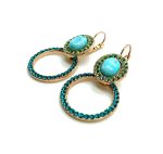 Earrings By Mariana Woman Oval Turquoise Mineral and Blue Zircon Swarovski Crystals - Image 3