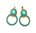 Earrings By Mariana Woman Oval Turquoise Mineral and Blue Zircon Swarovski Crystals