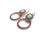Mariana Earrings Circle Turquoise & Red Austrian Crystals Rhapsody Odyssey Coll. - Image 2