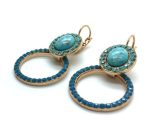 Mariana Earrings Circle Turquoise & Ocean Blue Swarovski Crystals Rhapsode Odyssey Coll. - Image 3