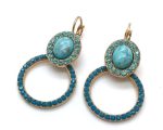 Mariana Earrings Circle Turquoise & Ocean Blue Swarovski Crystals Rhapsode Odyssey Coll.