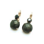 Earrings By Mariana Woman Round Tourmaline and Green Swarovski Crystals - Image 2