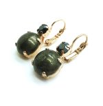 Earrings By Mariana Woman Round Tourmaline and Green Swarovski Crystals