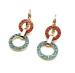 Mariana Earrings Light Sapphire Opal Red Swarovski Crystals Serengeti Africa Coll.