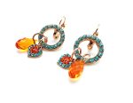 Earrings By Mariana Woman Turquoise Hoop Orange Swarovski Crystal - Image 2
