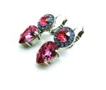 Earrings By Mariana Joy Nirvana Coll. Pair & flower shape Rose, Fuchsia & Blue Austrian Crystals - Image 2