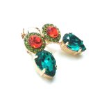 Mariana Earrings Tiger Lily East Meets West Coll. Aqua Blue  Pair shape Austrian Crystals - Image 3