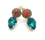 Mariana Earrings Tiger Lily East Meets West Coll. Aqua Blue  Pair shape Austrian Crystals - Image 2
