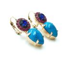 Mariana Earrings Turquoise Pair shape & Swarovski Crystal Fantasy Nirvana Coll. - Image 3