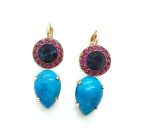 Mariana Earrings Turquoise Pair shape & Swarovski Crystal Fantasy Nirvana Coll. - Image 2