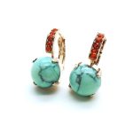Mariana Earrings Turquoise & Orange Swarovski Crystals Serengeti Africa Coll. - Image 2