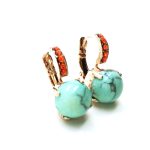 Mariana Earrings Turquoise & Orange Swarovski Crystals Serengeti Africa Coll. - Image 3