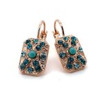 Mariana Earrings Rectangular Blue & Light Blue Austrian Crystals Zambezi Africa Coll.