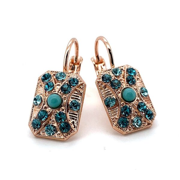 Mariana Earrings Rectangular Blue & Light Blue Austrian Crystals Zambezi Africa Coll.