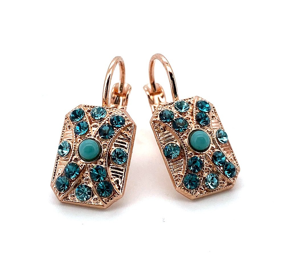 E-1080-2-1082-RG6 (1) Mariana Earrings Rectangular Blue & Light Blue Austrian Crystals Zambezi Africa Coll. - Image 1