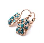 Mariana Earrings Rectangular Blue & Light Blue Austrian Crystals Zambezi Africa Coll. - Image 2