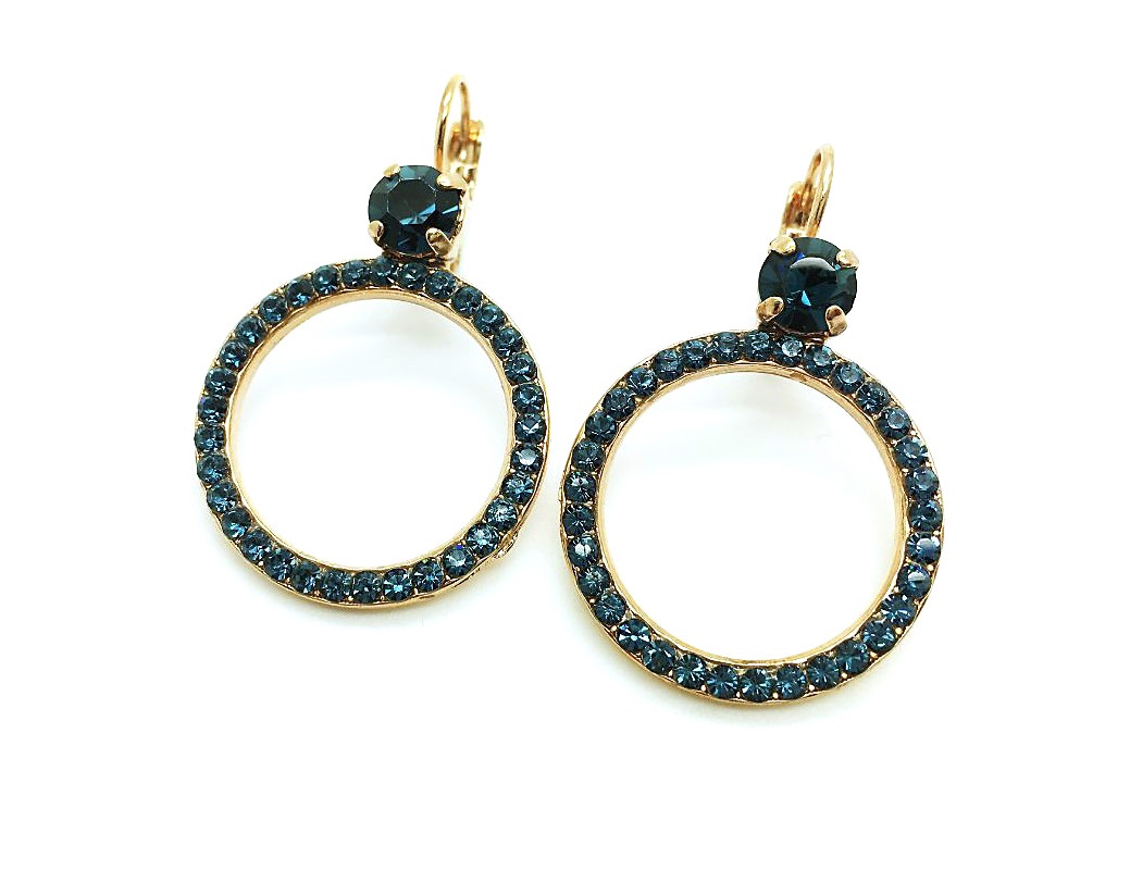 E-10831-207-RG (2) Mariana Earrings Circle Montana Blue Swarovski Crystals My Trasures Coll. - Image 1