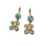 Earrings By Mariana Woman Clover Flower Turquoise and Aqua Swarovski Crystals - Image 2