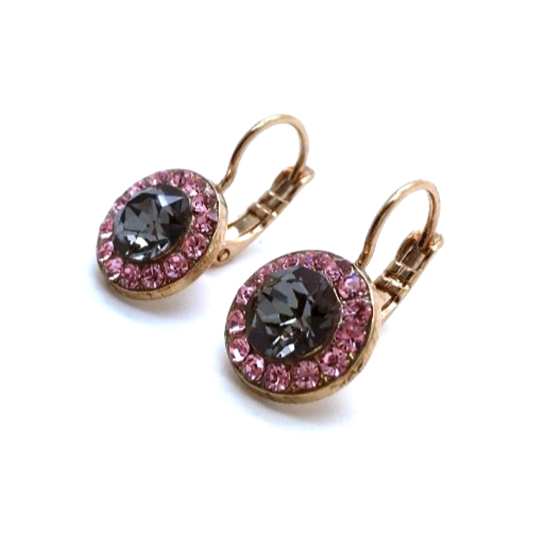 E-1129-1083-RG (2) Mariana Earrings Beautiful Light Rose & Silver Night Swarovski Crystals Madagascar Africa Coll. - Image 1