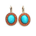 Mariana Earrings Turquoise Mineral & Beautiful Orange Swarovski Crystals Masai Africa Coll.