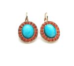 Mariana Earrings Turquoise Mineral & Beautiful Orange Swarovski Crystals Masai Africa Coll. - Image 3