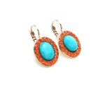 Mariana Earrings Turquoise Mineral & Beautiful Orange Swarovski Crystals Masai Africa Coll. - Image 2