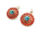 Mariana Earrings Flower Shape Aqua, Red and Orange Austrian Crystals Serengeti Africa Coll.