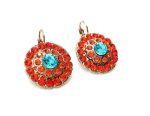 Mariana Earrings Flower Shape Aqua, Red and Orange Austrian Crystals Serengeti Africa Coll. - Image 3