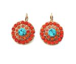 Mariana Earrings Flower Shape Aqua, Red and Orange Austrian Crystals Serengeti Africa Coll. - Image 2