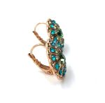 Earrings By Mariana Songbook Coll. Flower Shape Blue & Green Swarovski Crystals - Image 2