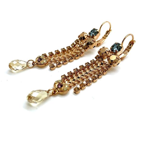 Mariana Earrings Drop Clear, Gold & Light Blue Austrian Crystals Zulu Africa Coll.