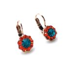 Mariana Earrings Red & Aqua Flower Swarovski Crystals Zambezi Africa Coll. - Image 3