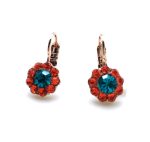 Mariana Earrings Red & Aqua Flower Swarovski Crystals Zambezi Africa Coll.