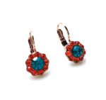 Mariana Earrings Red & Aqua Flower Swarovski Crystals Zambezi Africa Coll. - Image 2