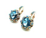 Earrings By Mariana Woman Unique Flower Shape Aquamarine Swarovski Crystals - Image 2