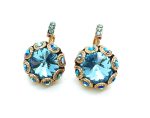 Earrings By Mariana Woman Unique Flower Shape Aquamarine Swarovski Crystals