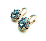 Earrings By Mariana Woman Unique Flower Shape Aquamarine Swarovski Crystals - Image 3