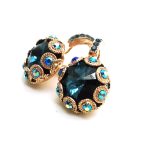 Mariana Earrings Montana Blue Flower Austrian Crystals Electra Odyssey Coll. - Image 3
