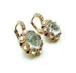 Mariana Earrings Quartz Mineral & White Swarovski Crystals Flower Shape My Treasures Coll. - Image 3