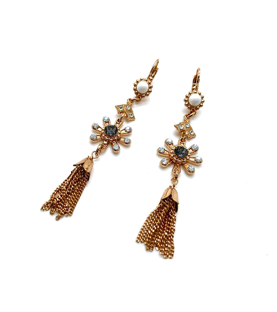 E-1412-1-1080-RG6 (3) Mariana Earrings Clear,Blue Laggon & White Swarovski Crystals Madagascar Africa Coll. - Image 1