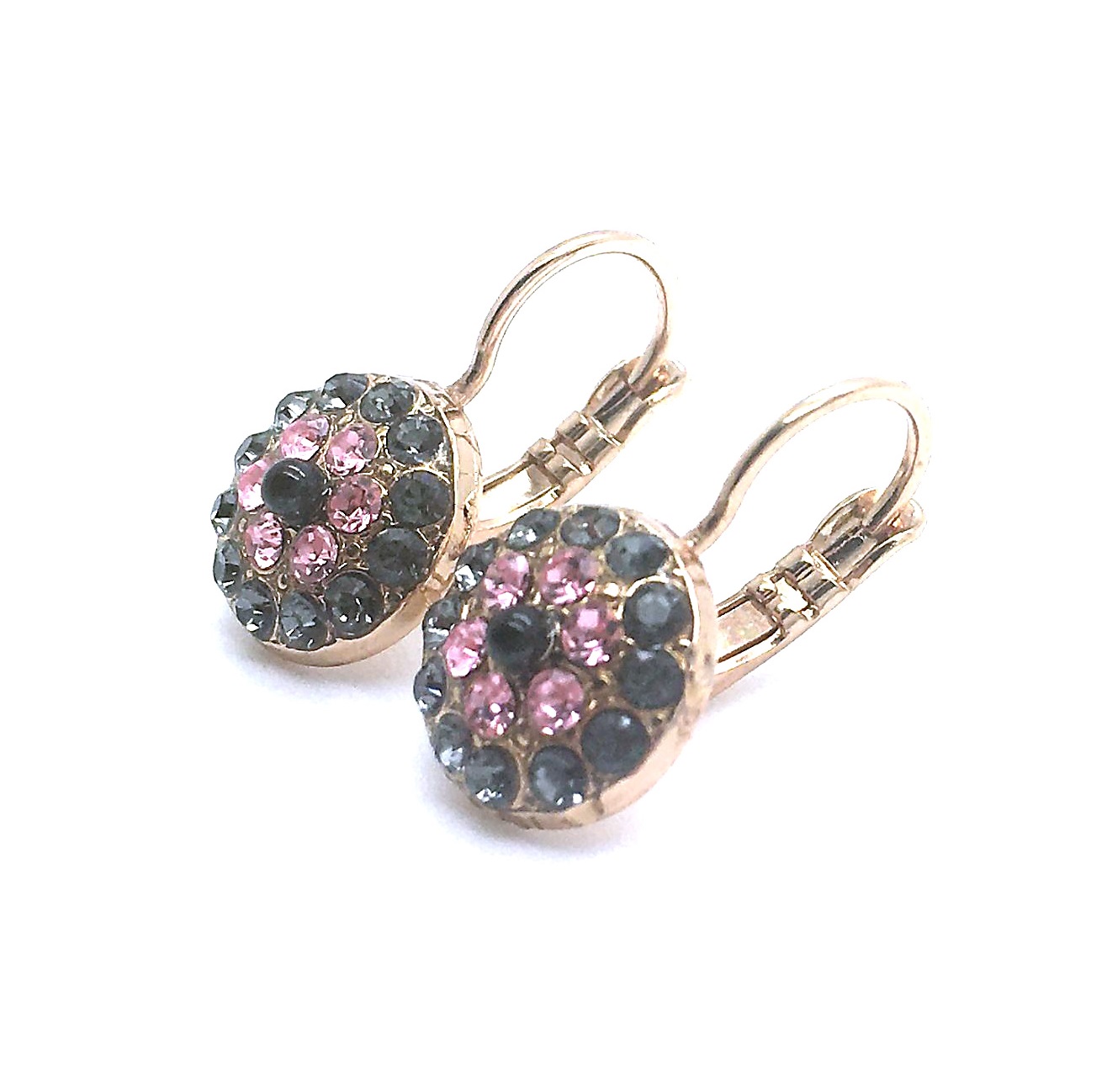 E-1416-1083-RG (3) Earrings By Mariana Woman Beautiful Grey and Purple Swarovski Crystals - Image 1
