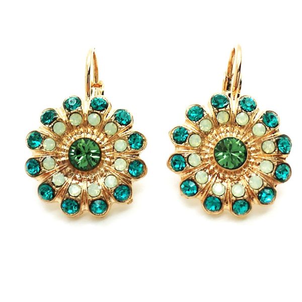 Mariana Earrings Flower Green Austrian Crystals Adeline Odyssey Coll.