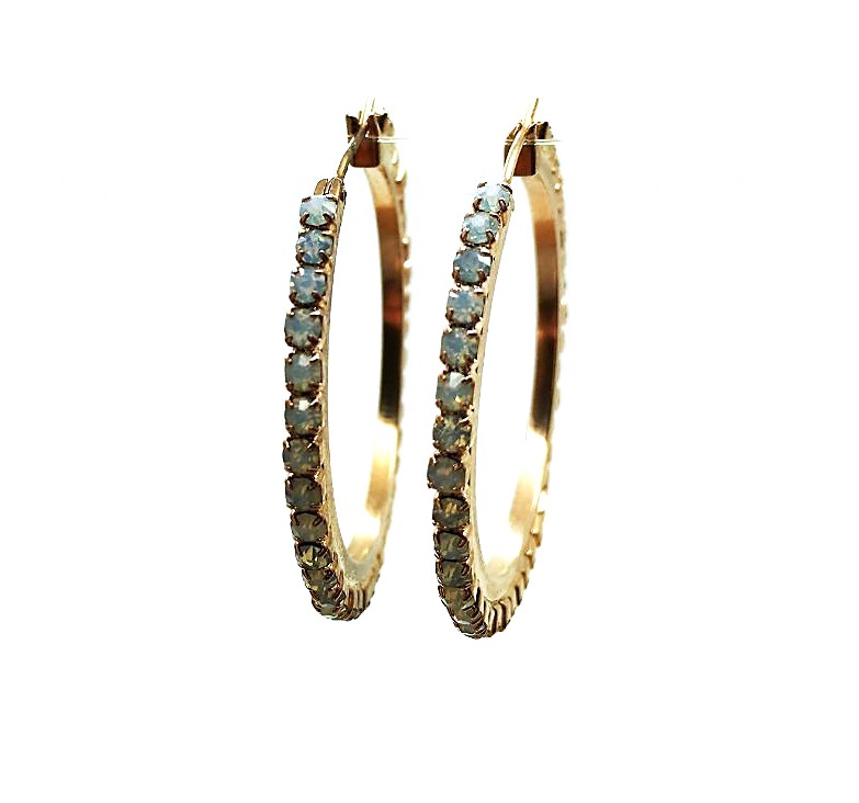 E-1435-4-234-RG (2) Earrings By Mariana My Treasures Coll. White Opal Round Austrian Crystals - Image 1