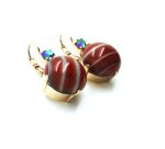 Mariana Earrings Large Dark Red & Blue AB Round Swarovski Crystals My Treasures Coll. - Image 3