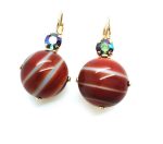 Mariana Earrings Large Dark Red & Blue AB Round Swarovski Crystals My Treasures Coll. - Image 2