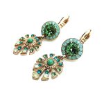 Earrings By Mariana Congo Africa Coll. Drop Flower Shape Green Swarovski Crystals - Image 2