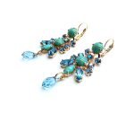 Earrings By Mariana Woman Beautiful chandelier Turquoise and Blue Swarovski Crystals - Image 3