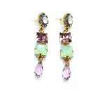 Mariana Earrings Chandelier Pink,Purple & Green Swarovski Crystals California Dreaming Songbook Coll. - Image 3