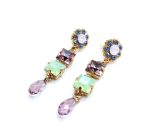 Mariana Earrings Chandelier Pink,Purple & Green Swarovski Crystals California Dreaming Songbook Coll.